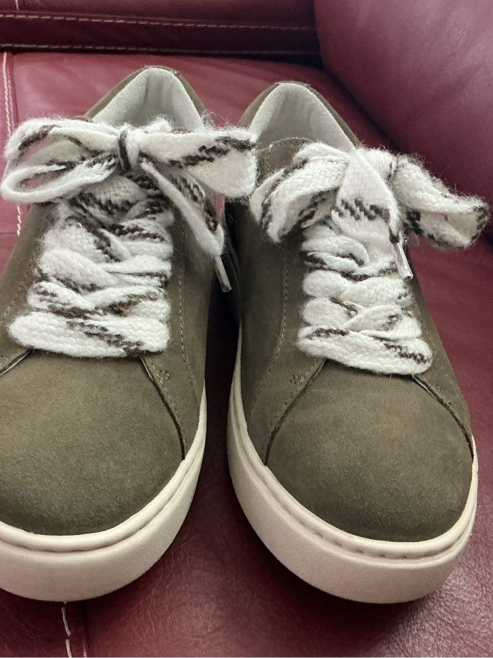 Olive Green Suede Women's Lace-Up Sneakers by Johnston and Murphy